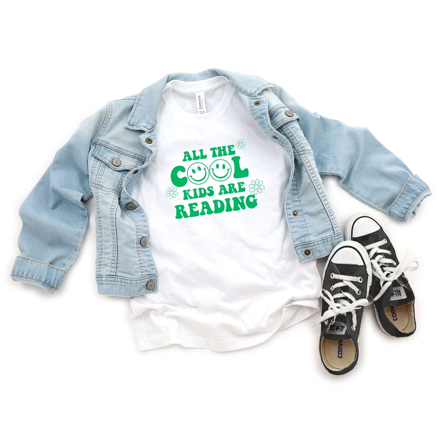 Cool Kids Are Reading Flowers | Youth Short Sleeve Crew Neck