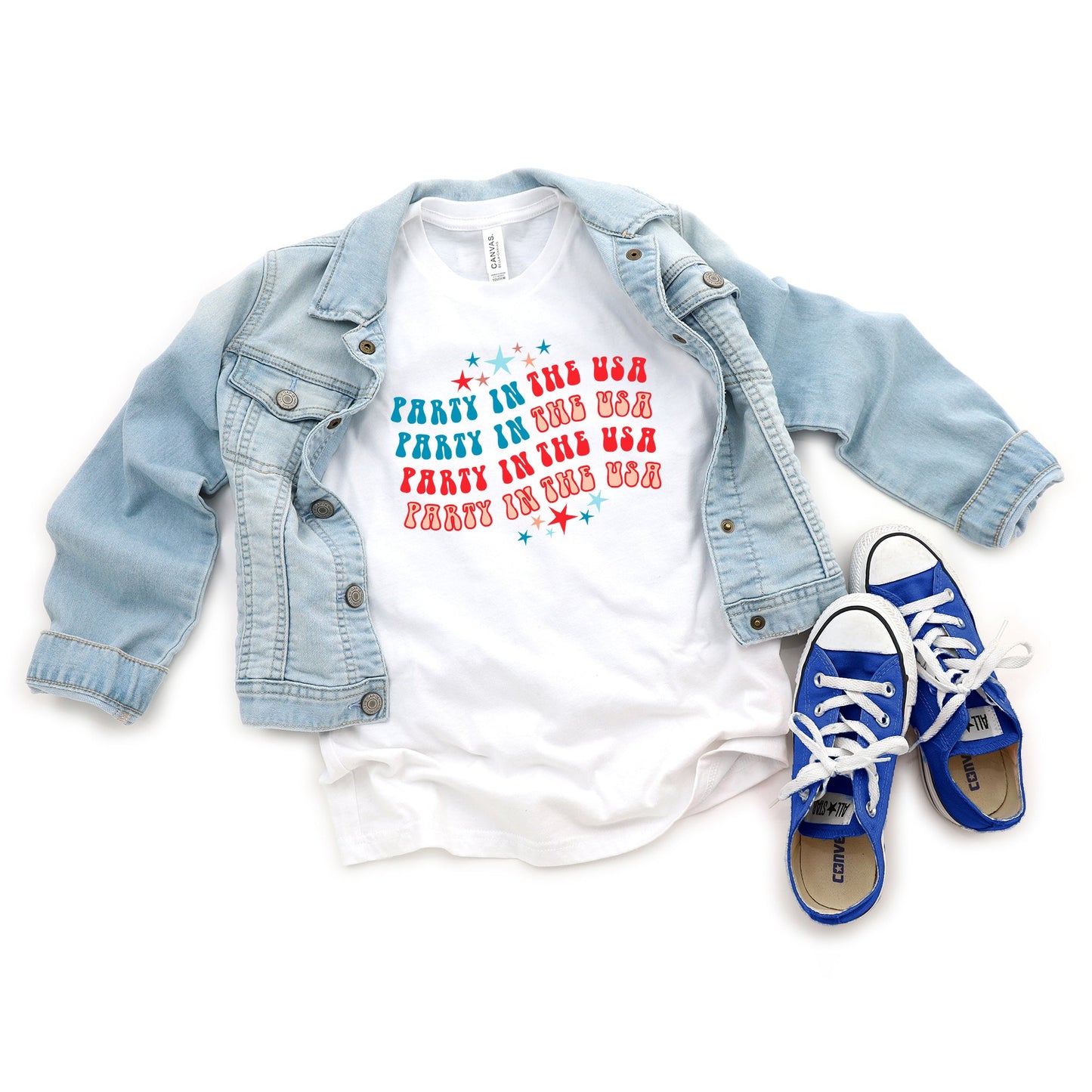 Party In The USA Wavy | Youth Short Sleeve Crew Neck
