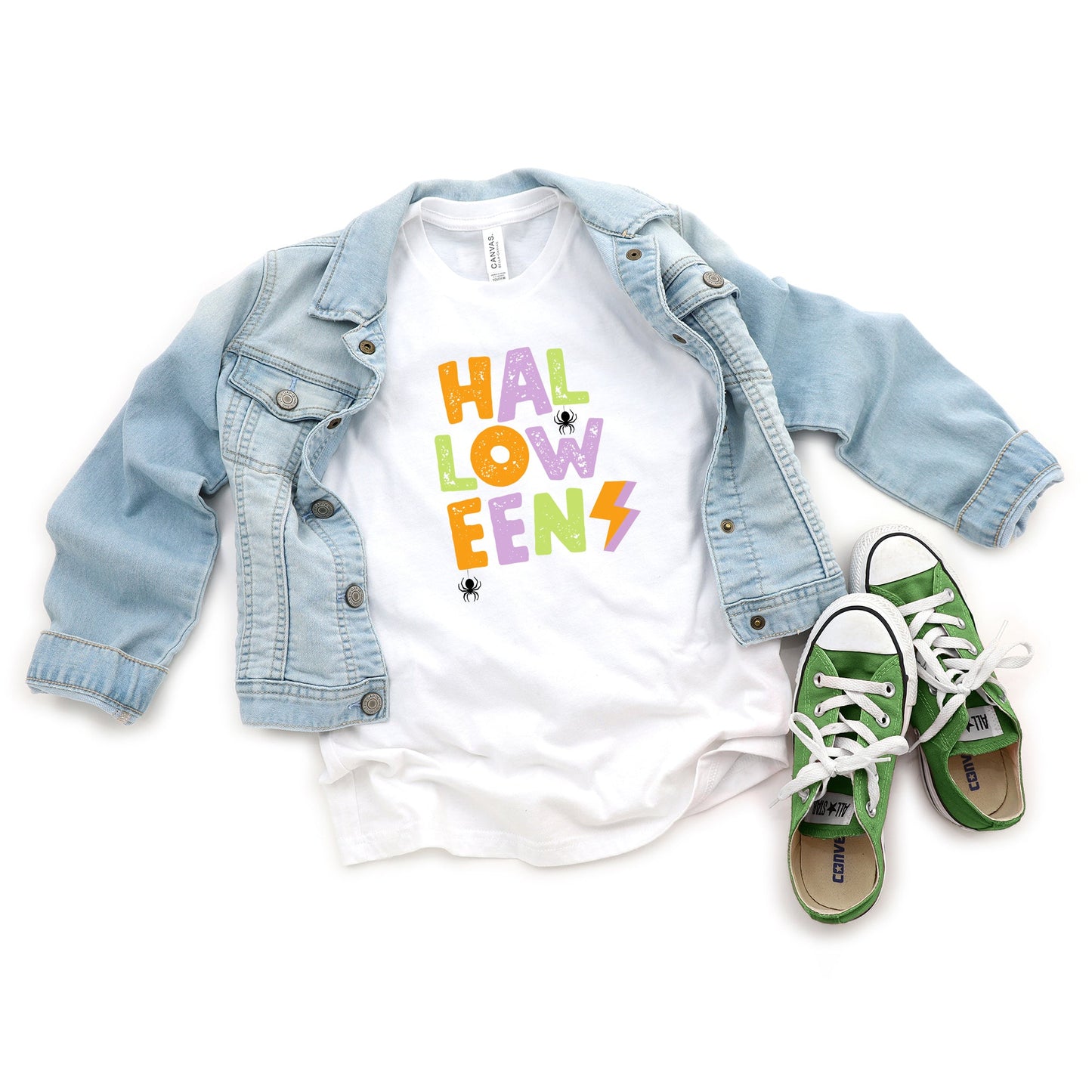 Halloween Lightning Bolt Colorful | Youth Short Sleeve Crew Neck