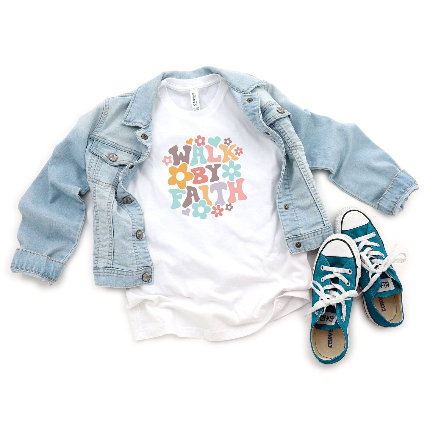Walk By Faith Flowers | Youth Short Sleeve Crew Neck
