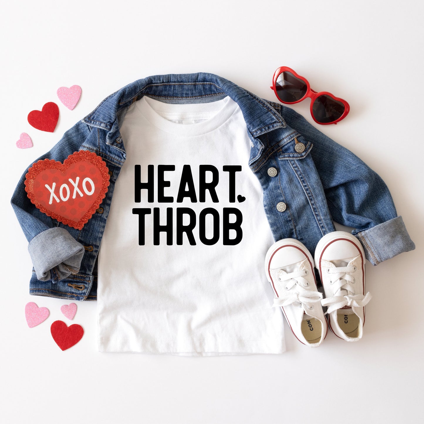 Heart Throb Small Heart Puff Print | Toddler Graphic Short Sleeve Tee
