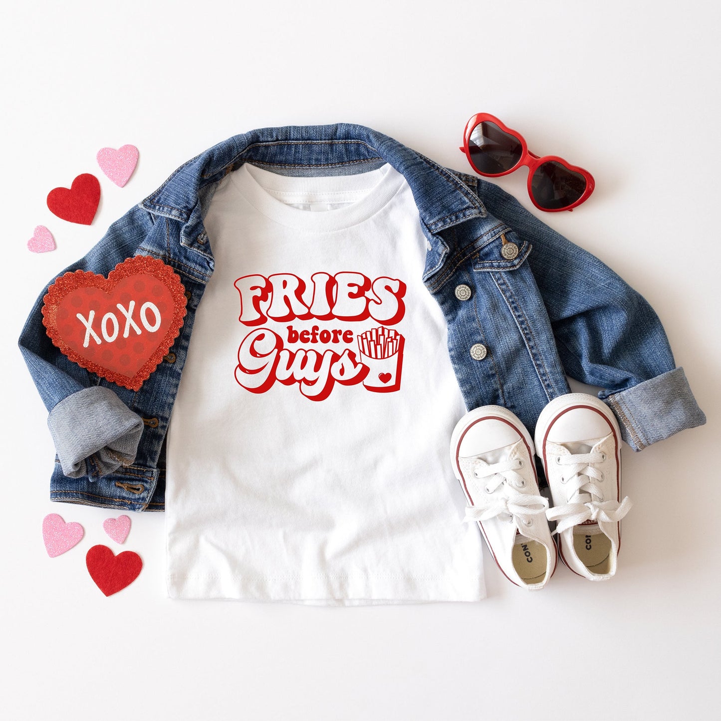Fries Before Guys Bold | Toddler Short Sleeve Crew Neck