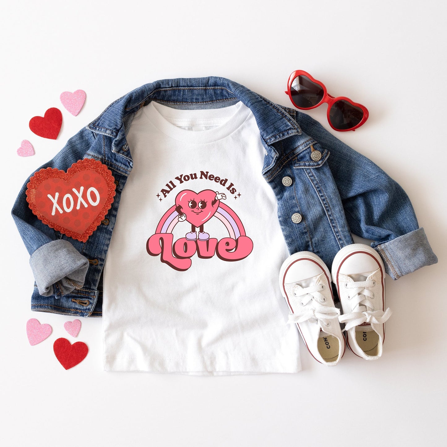 All You Need Is Love Heart Rainbow | Youth Short Sleeve Crew Neck