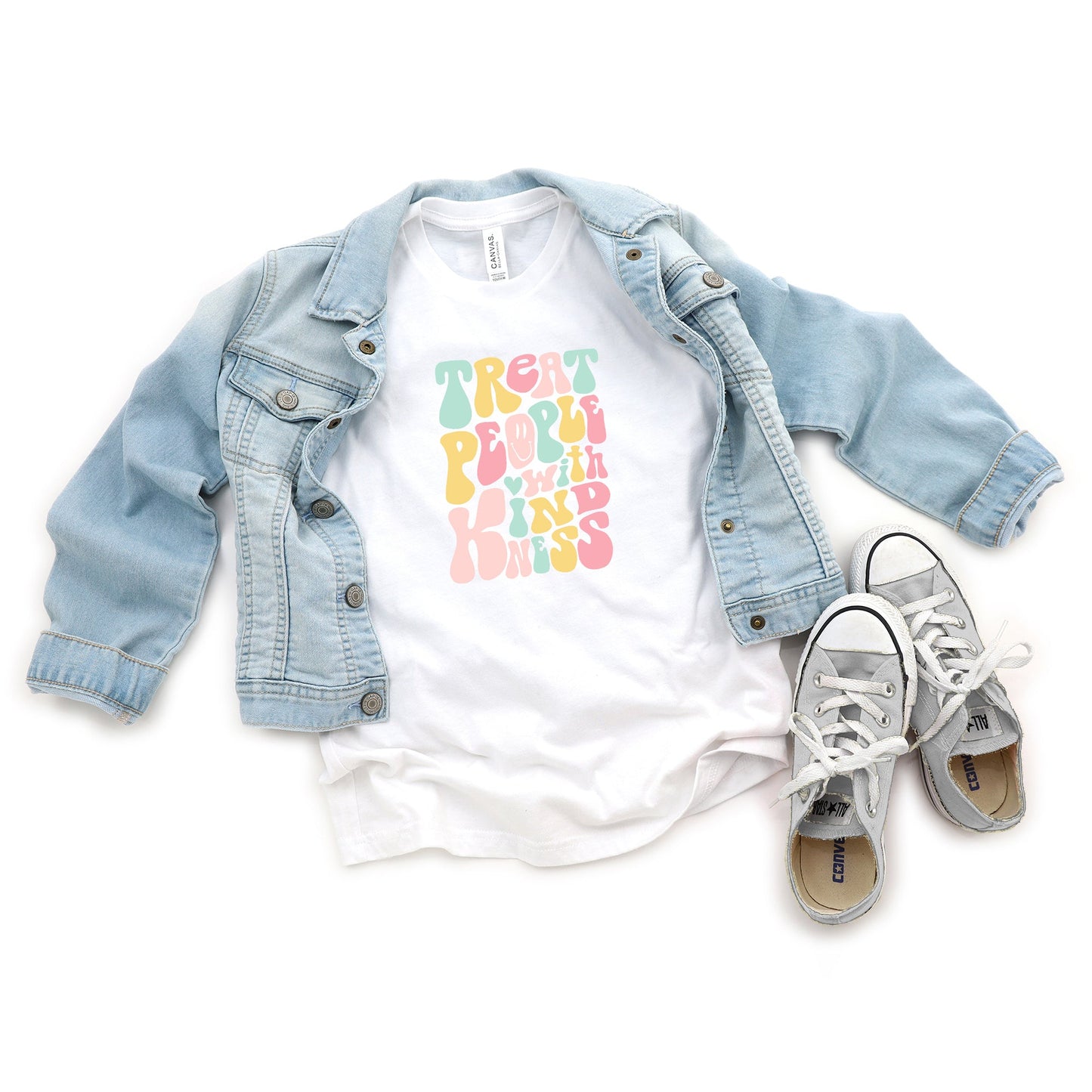 Retro Treat People With Kindness | Youth Short Sleeve Crew Neck