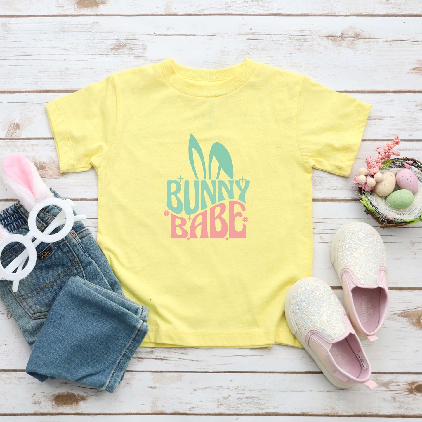 Bunny Babe With Ears | Toddler Short Sleeve Crew Neck