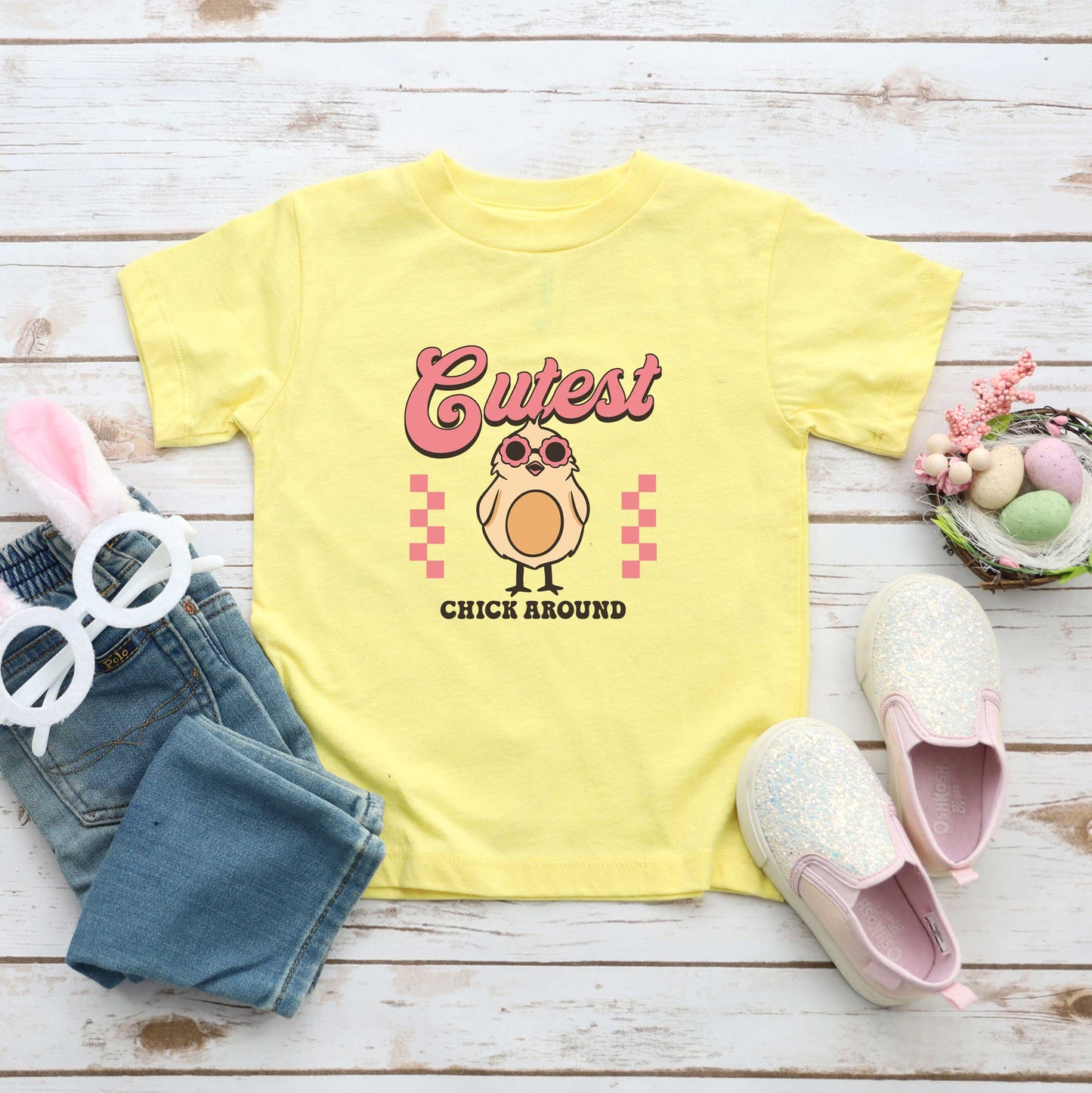 Cutest Chick Around | Toddler Short Sleeve Crew Neck