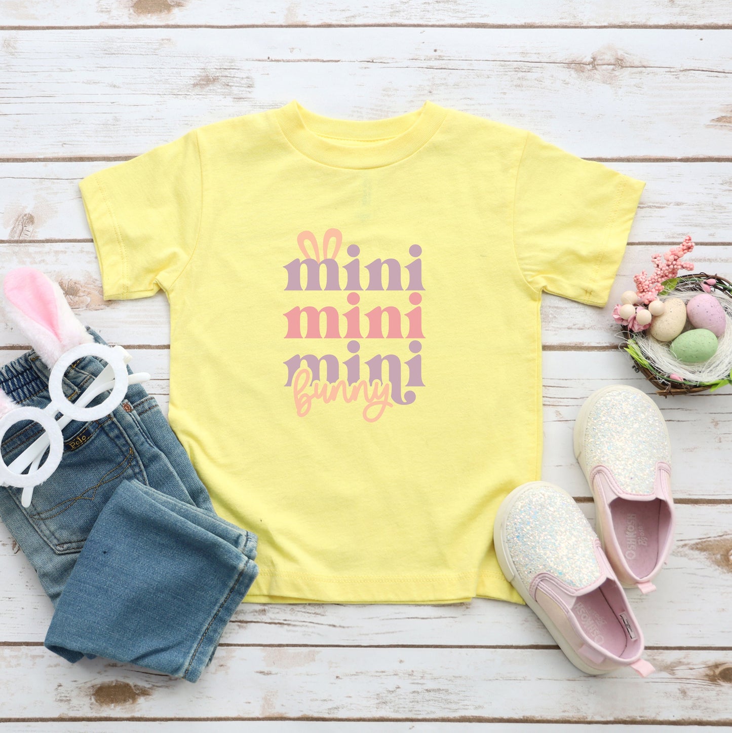 Mini Bunny Stacked | Toddler Short Sleeve Crew Neck