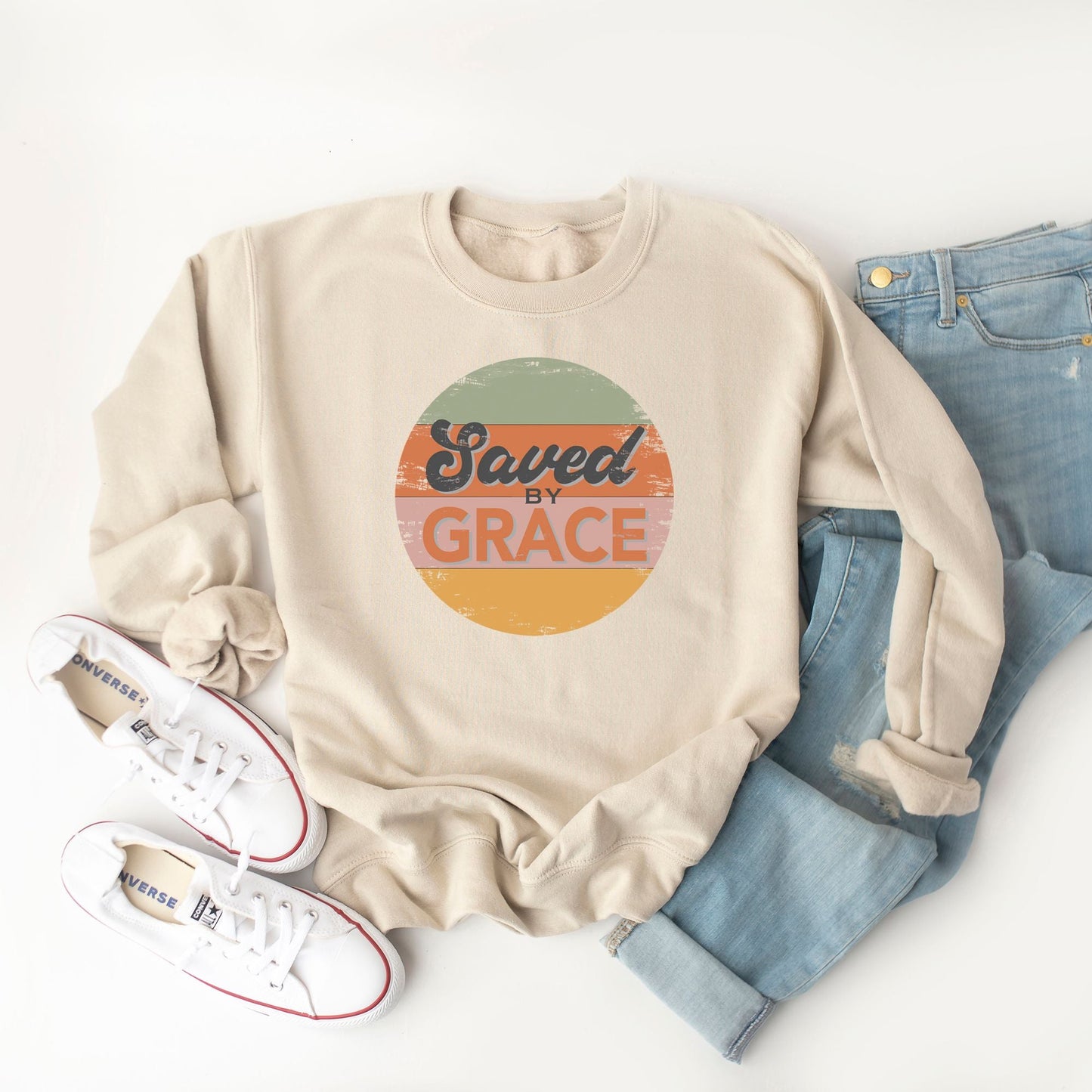 Retro Saved By Grace | Sweatshirt