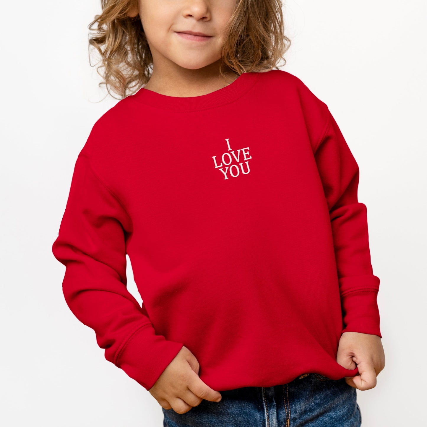 Embroidered I Love You Words | Youth Ultra-Soft Graphic Sweatshirt
