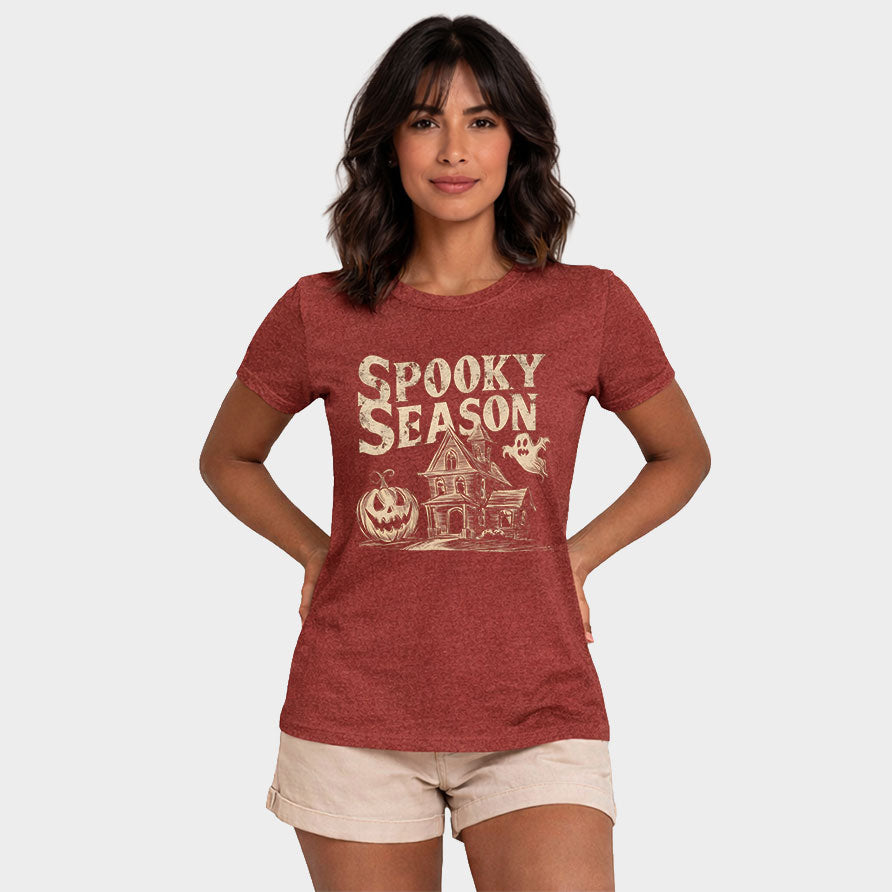 Spooky Season Haunted House - Women's Short Sleeve Graphic T-Shirt