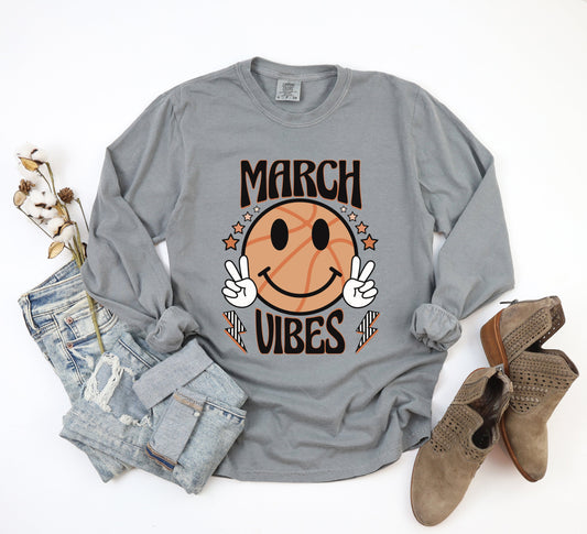 March Vibes Basketball | Garment Dyed Long Sleeve