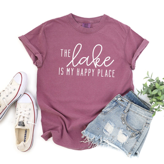 The Lake Is My Happy Place | Garment Dyed Short Sleeve Tee