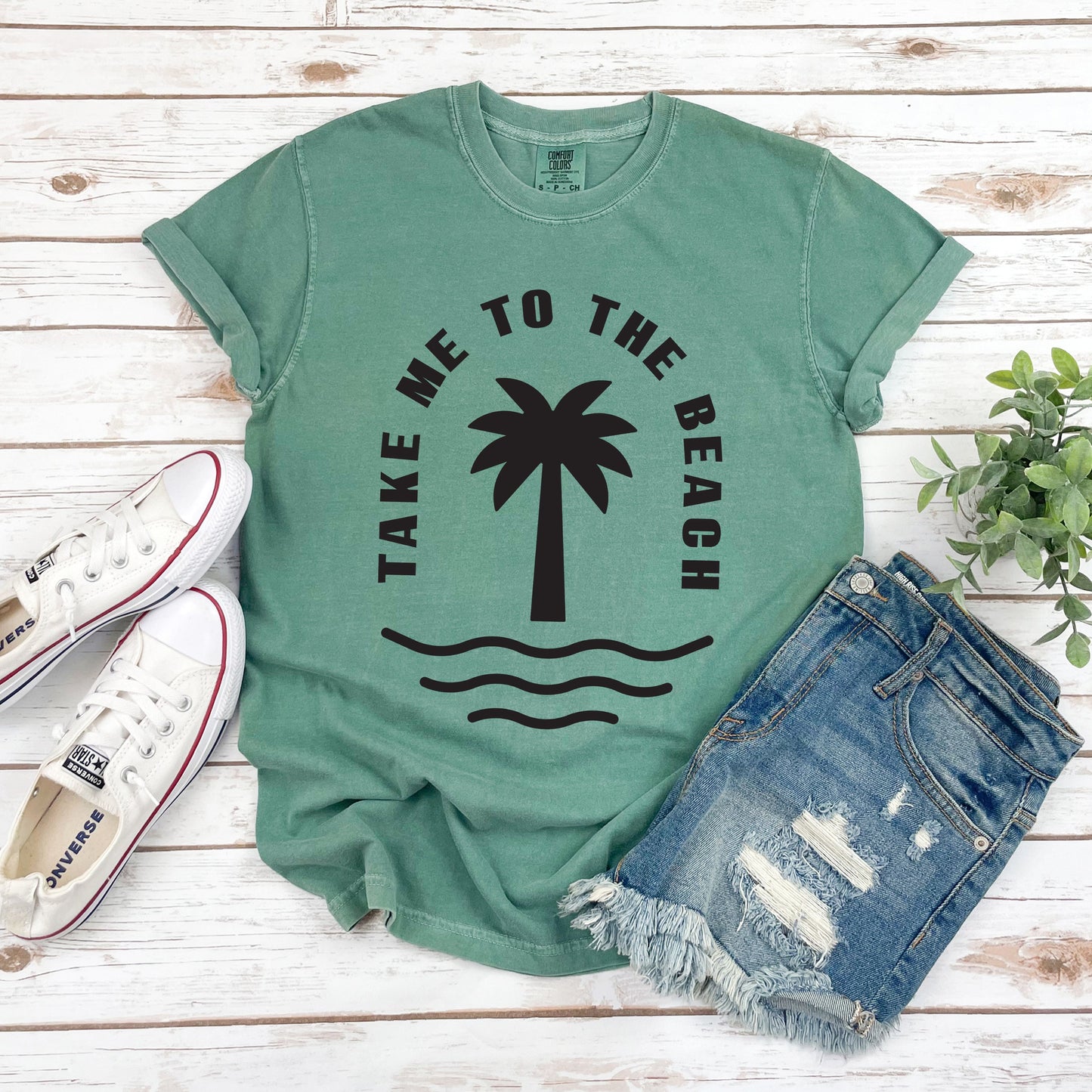 Take Me To The Beach Palm Tree | Garment Dyed Short Sleeve Tee