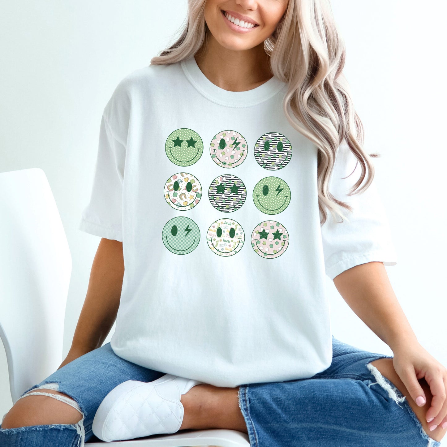 St. Patrick's Smiley Chart  | Garment Dyed Tee