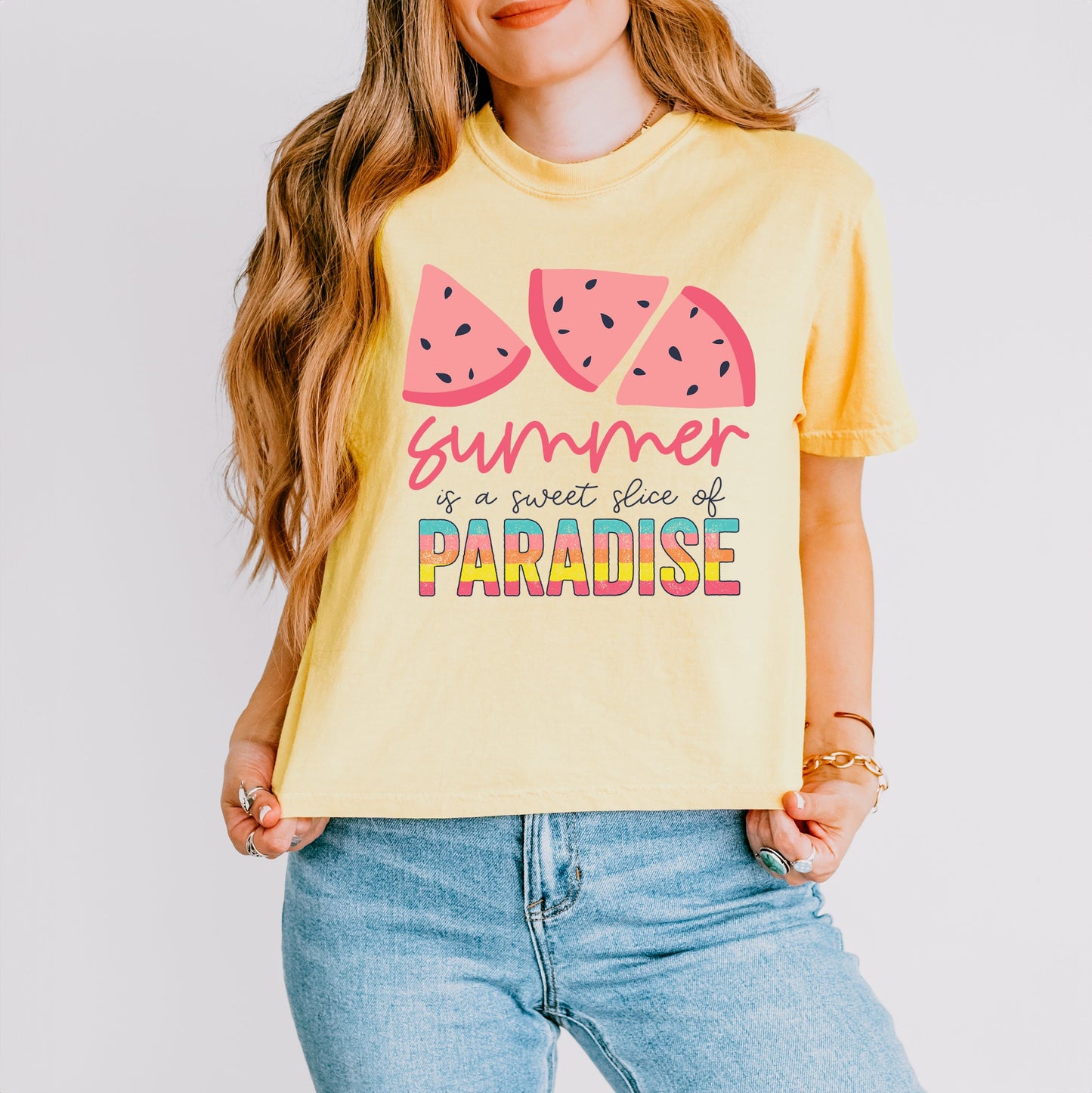 Summer Is A Sweet Slice Of Paradise | Relaxed Fit Cropped Tee