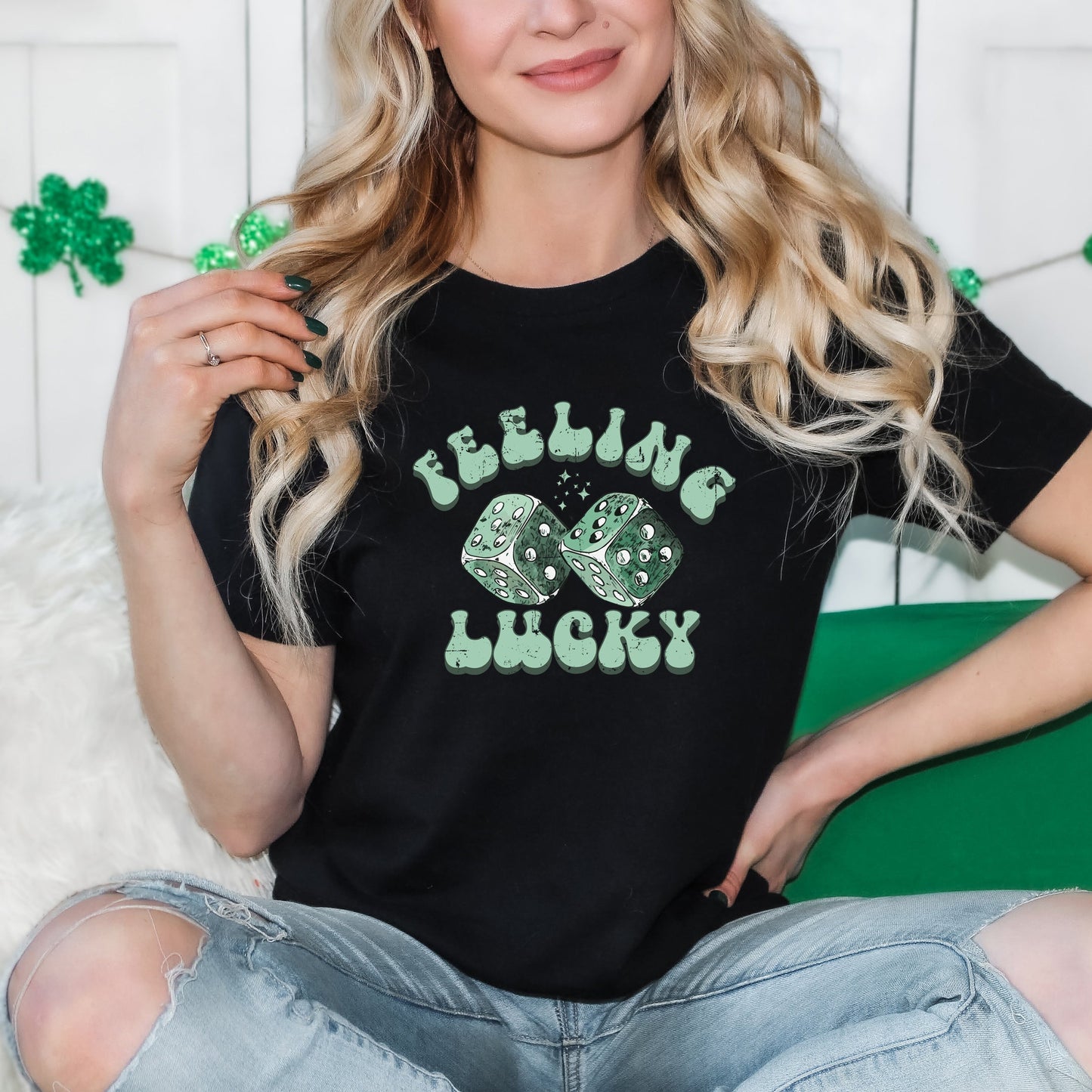 Green Dice Feeling Lucky | Short Sleeve Graphic Tee