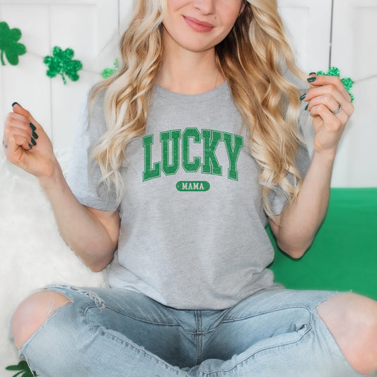 Lucky Mama Distressed | Short Sleeve Graphic Tee
