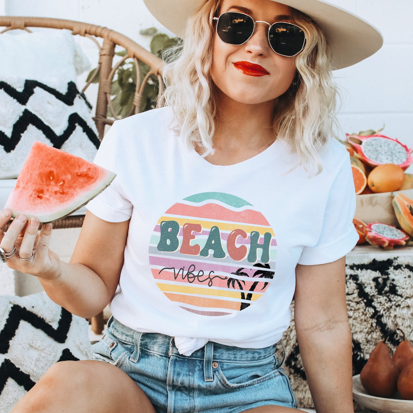 Beach Vibes Stripes | Short Sleeve Graphic Tee