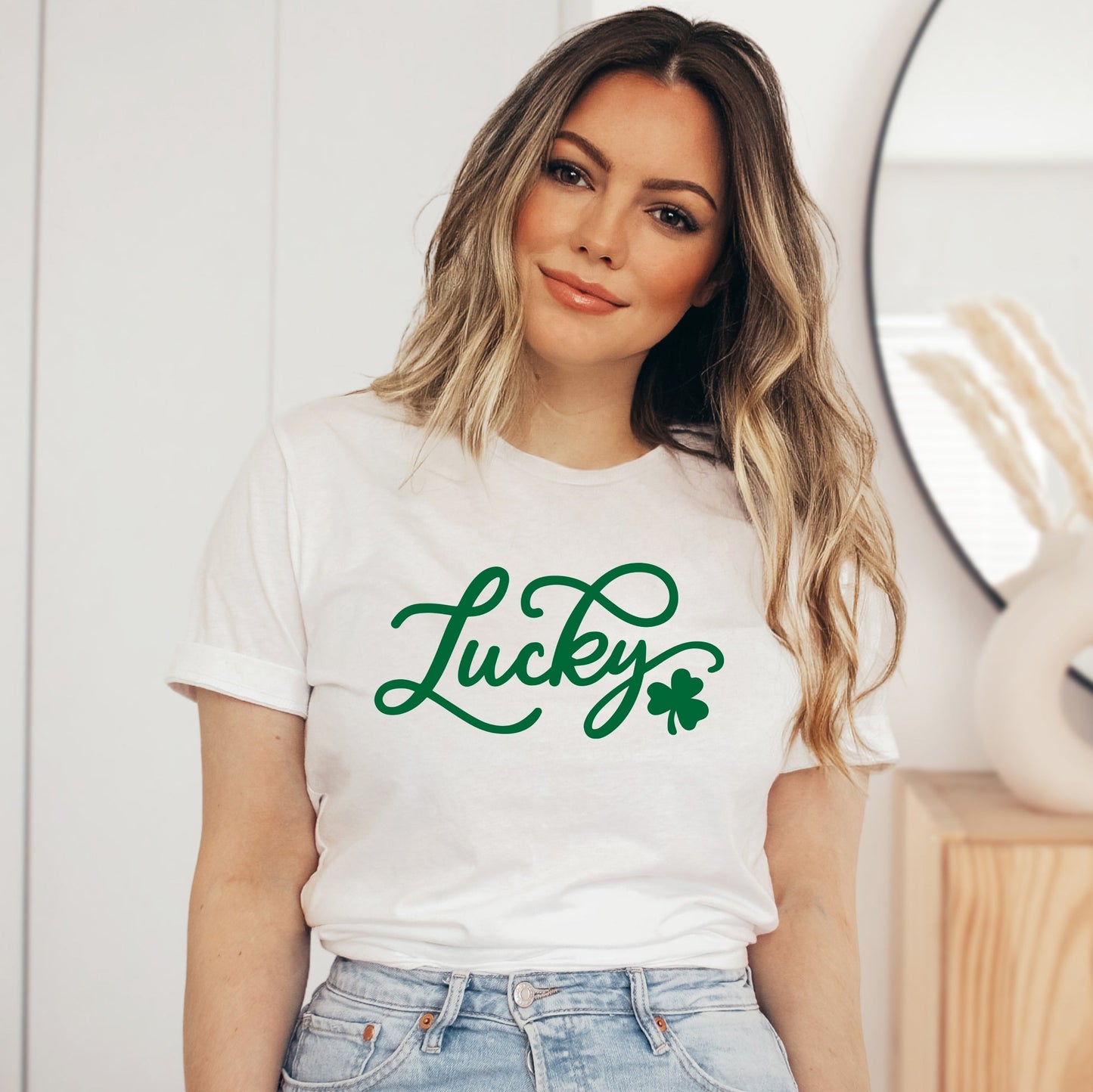 Cursive Lucky Clover | Short Sleeve Graphic Tee