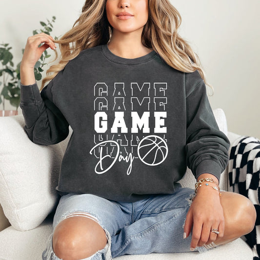 Game Day Stacked Basketball | Garment Dyed Sweatshirt