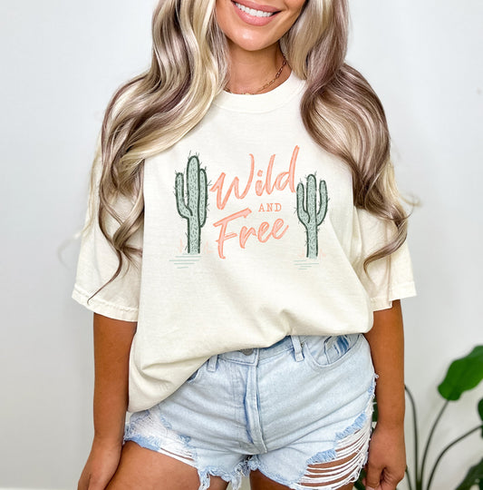 Wild And Free Cactus | Garment Dyed Short Sleeve Tee