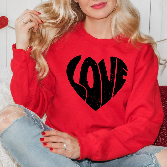 Love Heart Distressed | Sweatshirt