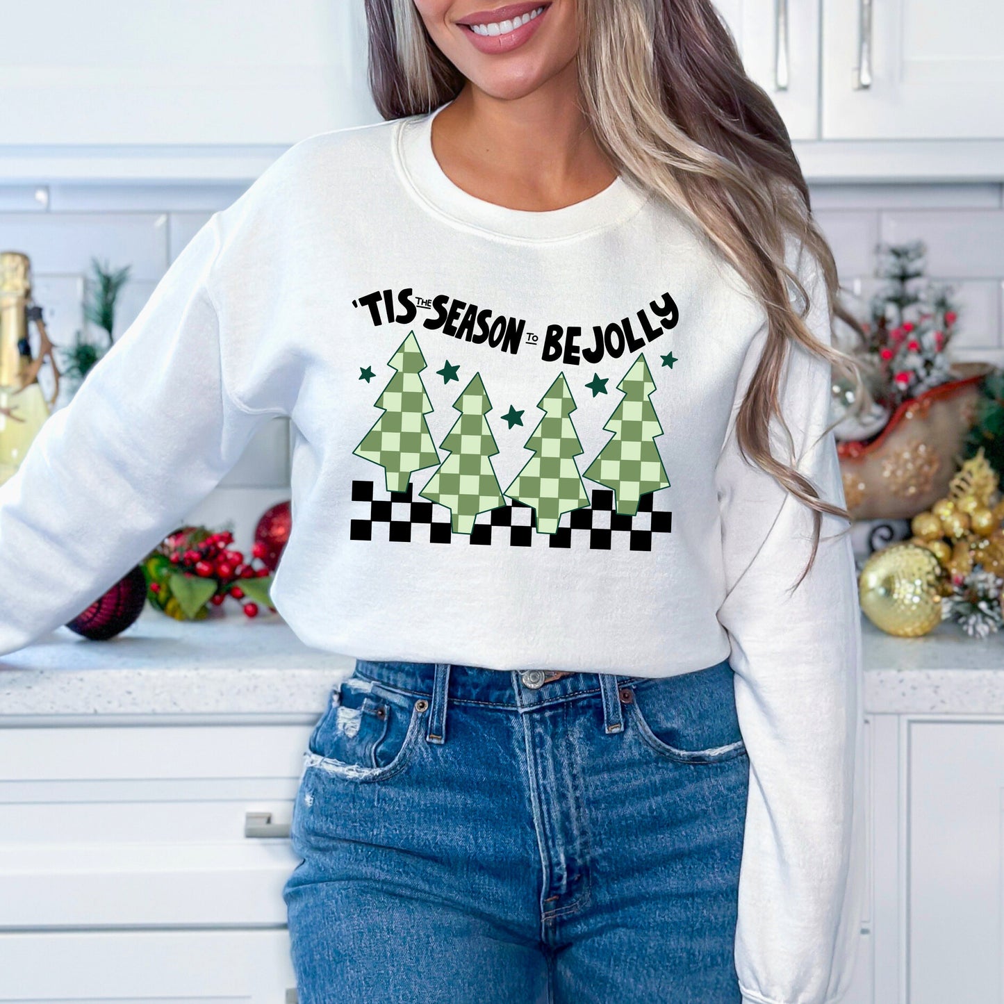 Be Jolly Checkered Tree | Sweatshirt | Christmas