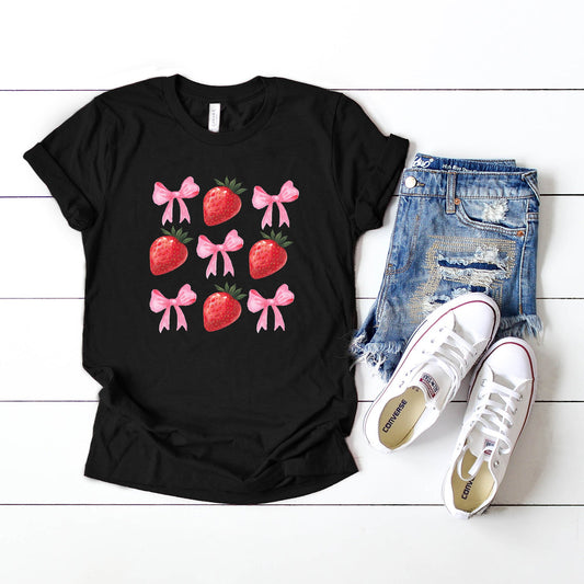 Strawberry Coquette Bow Chart | Short Sleeve Graphic Tee