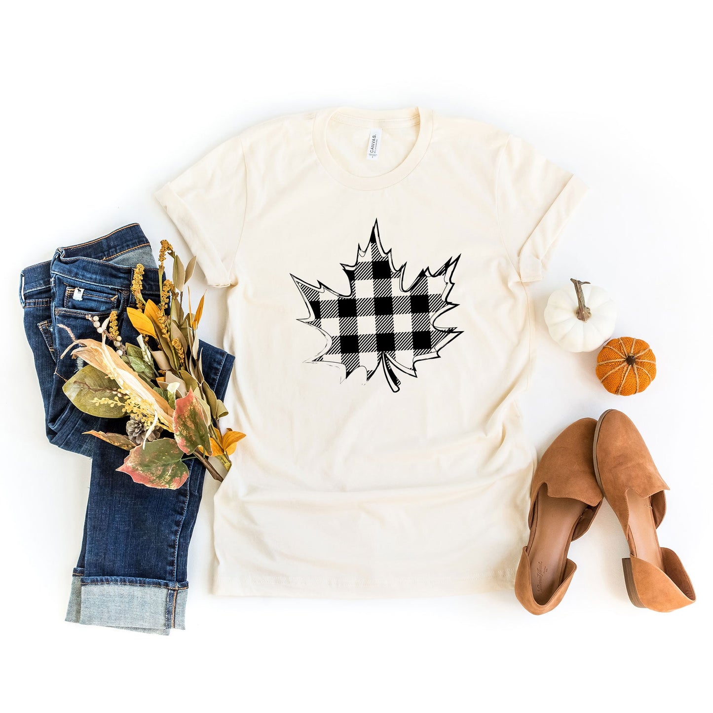 Buffalo Plaid Leaf | Short Sleeve Graphic Tee