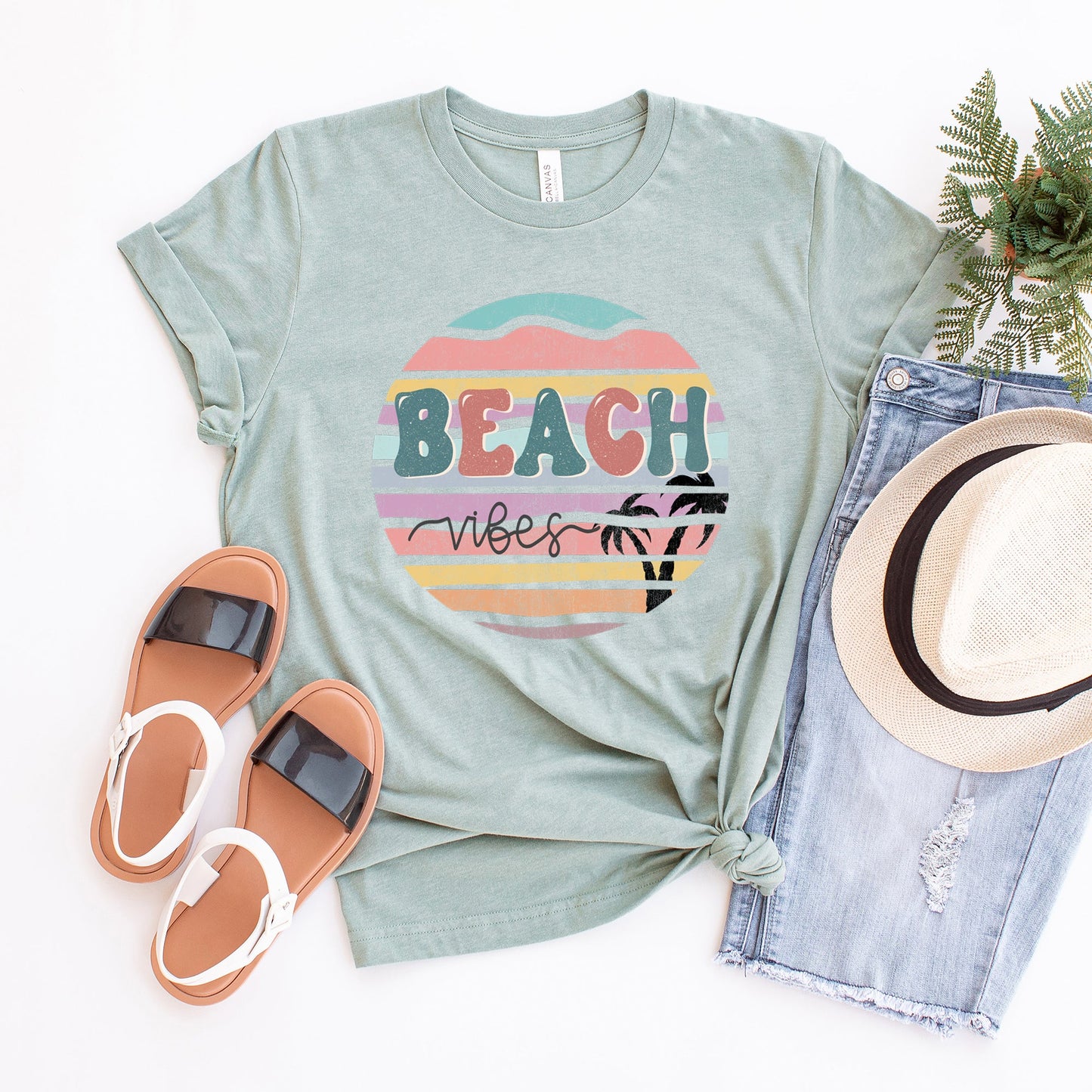 Beach Vibes Stripes | Short Sleeve Graphic Tee