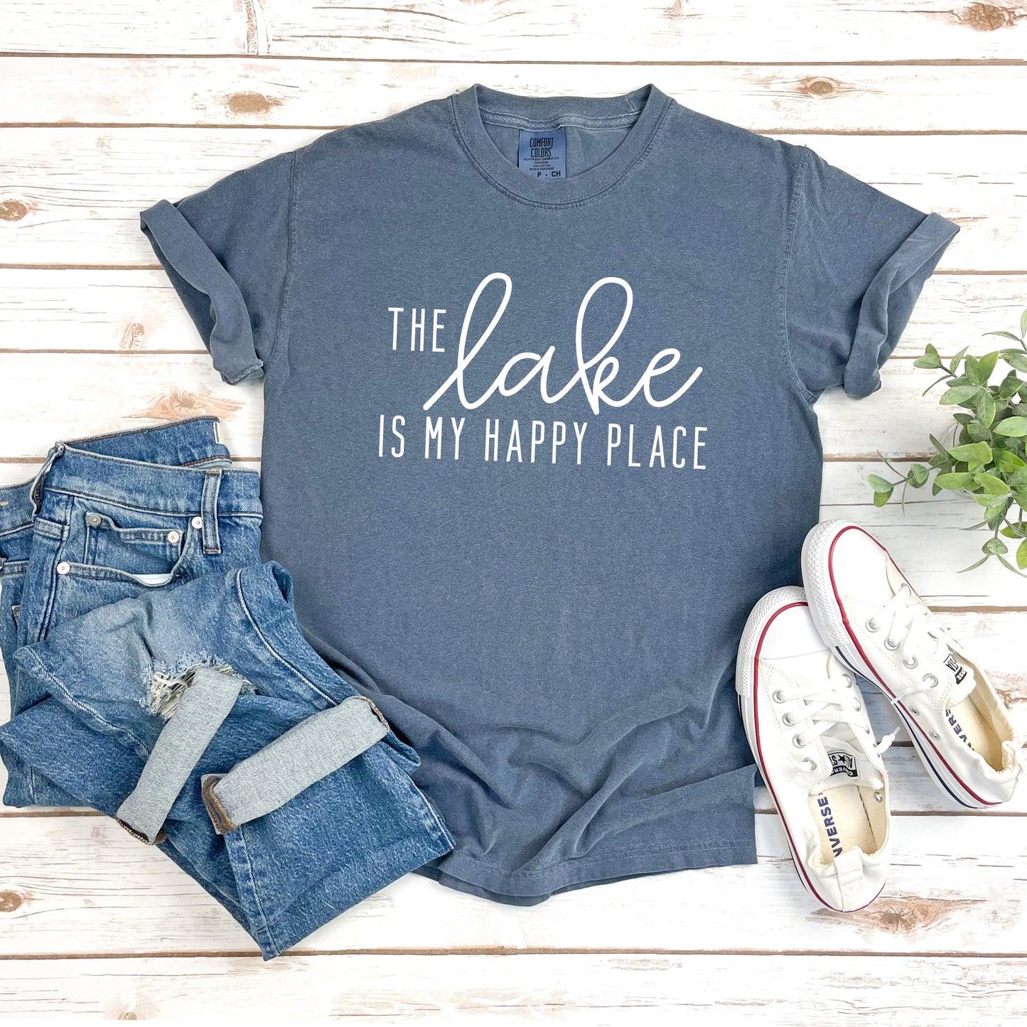 The Lake Is My Happy Place | Garment Dyed Short Sleeve Tee