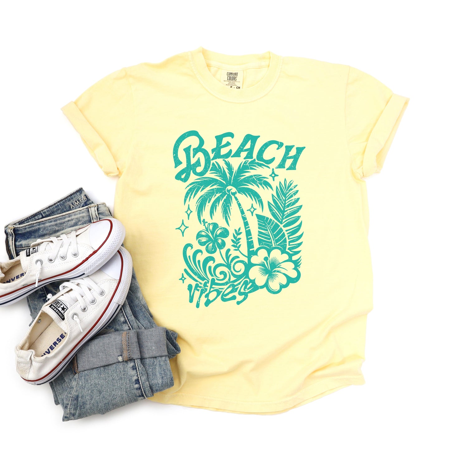 Beach Vibes Distressed | Garment Dyed Short Sleeve Tee