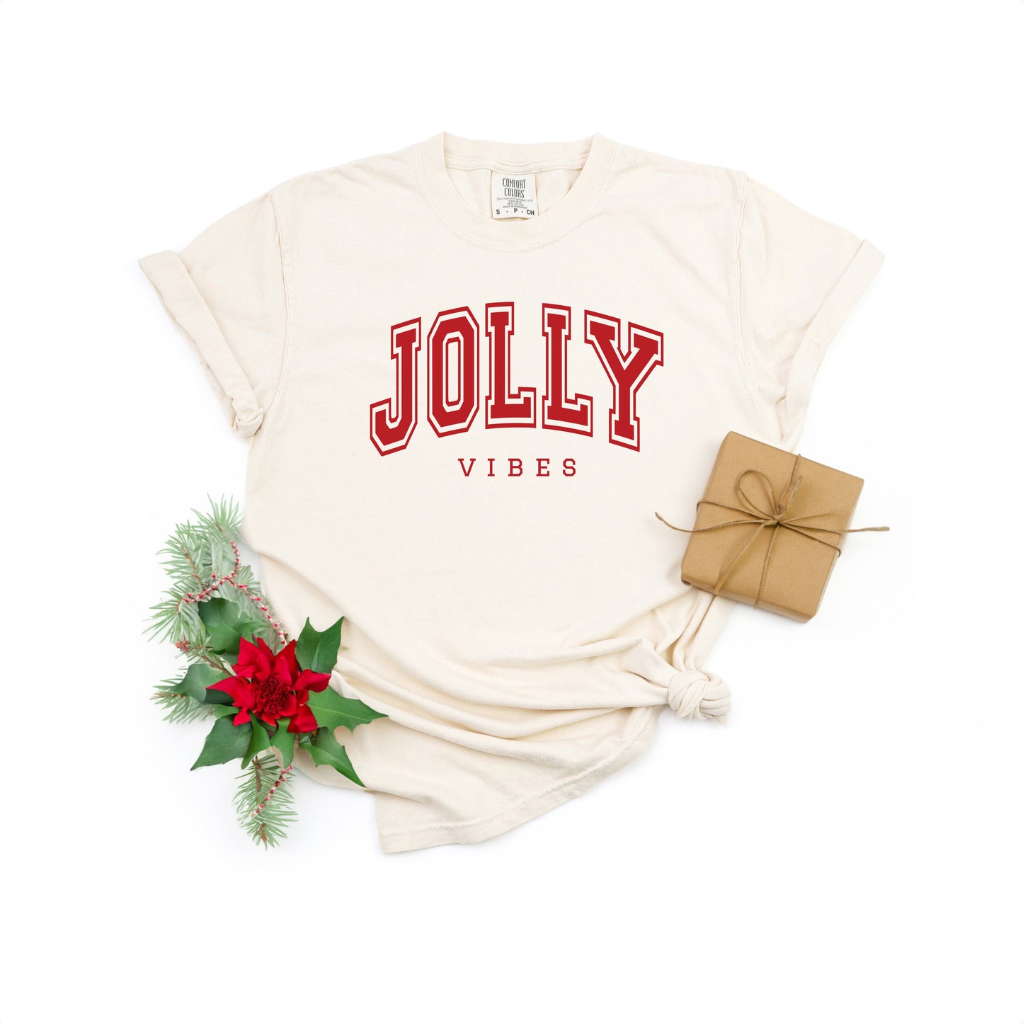 Jolly Vibes Varsity Thick Outline | Garment Dyed Tee