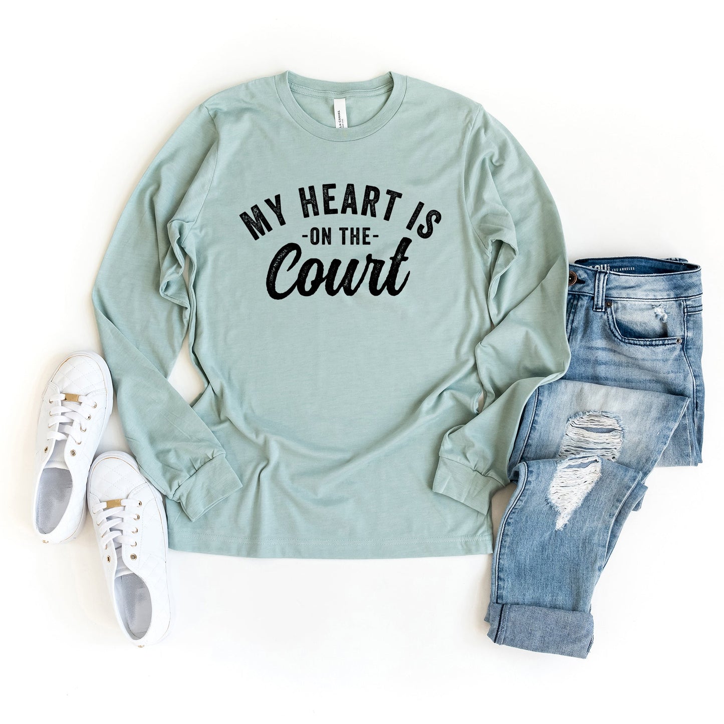 My Heart Is On The Court | Long Sleeve Crew Neck