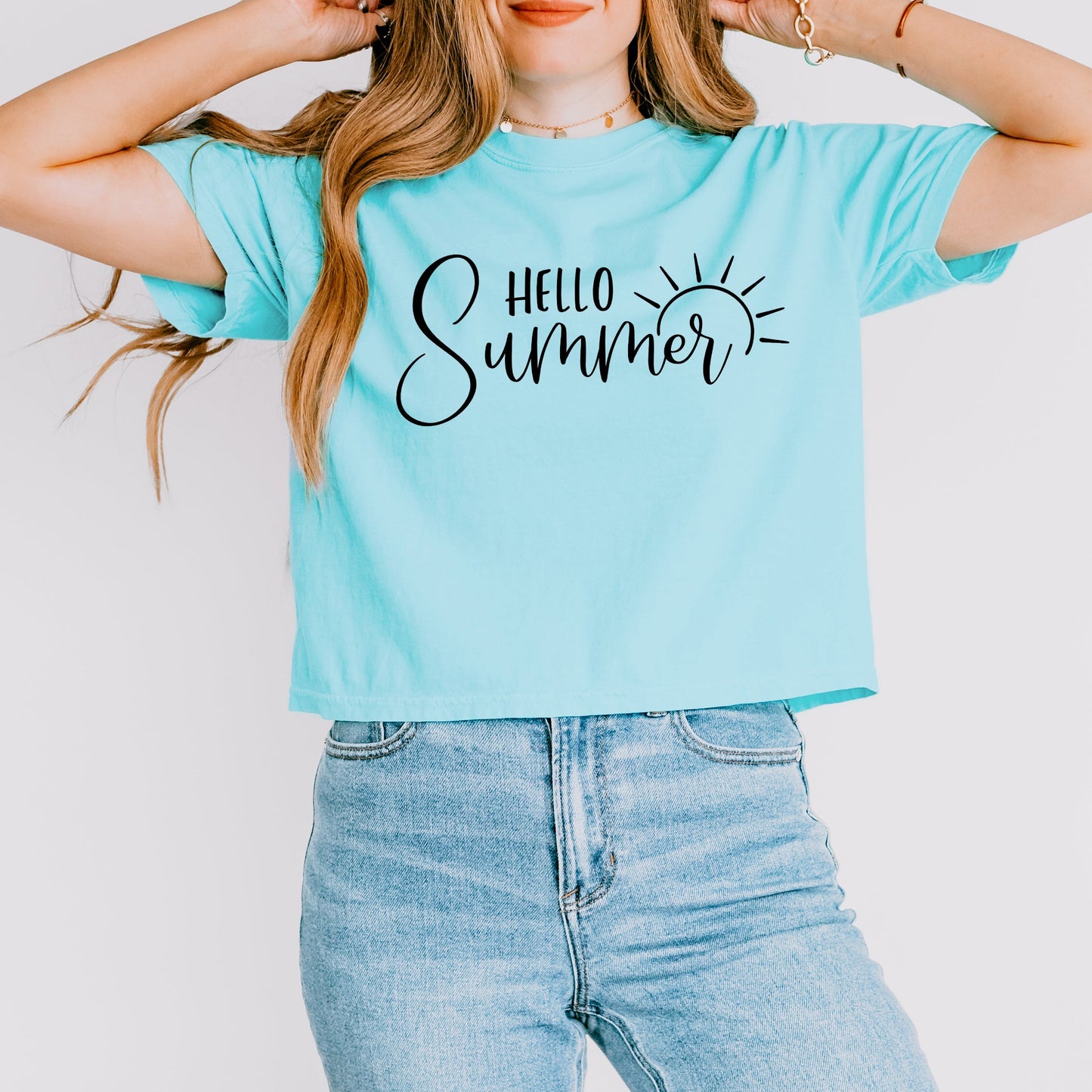 Hello Summer Sun | Relaxed Fit Cropped Tee