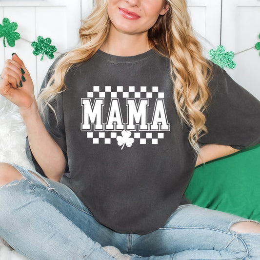 Mama Checkered Clover | Garment Dyed Tee