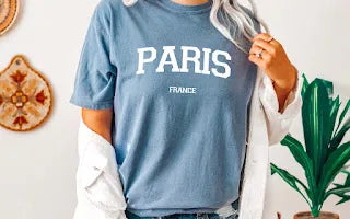 Paris France Varsity | Garment Dyed Tee