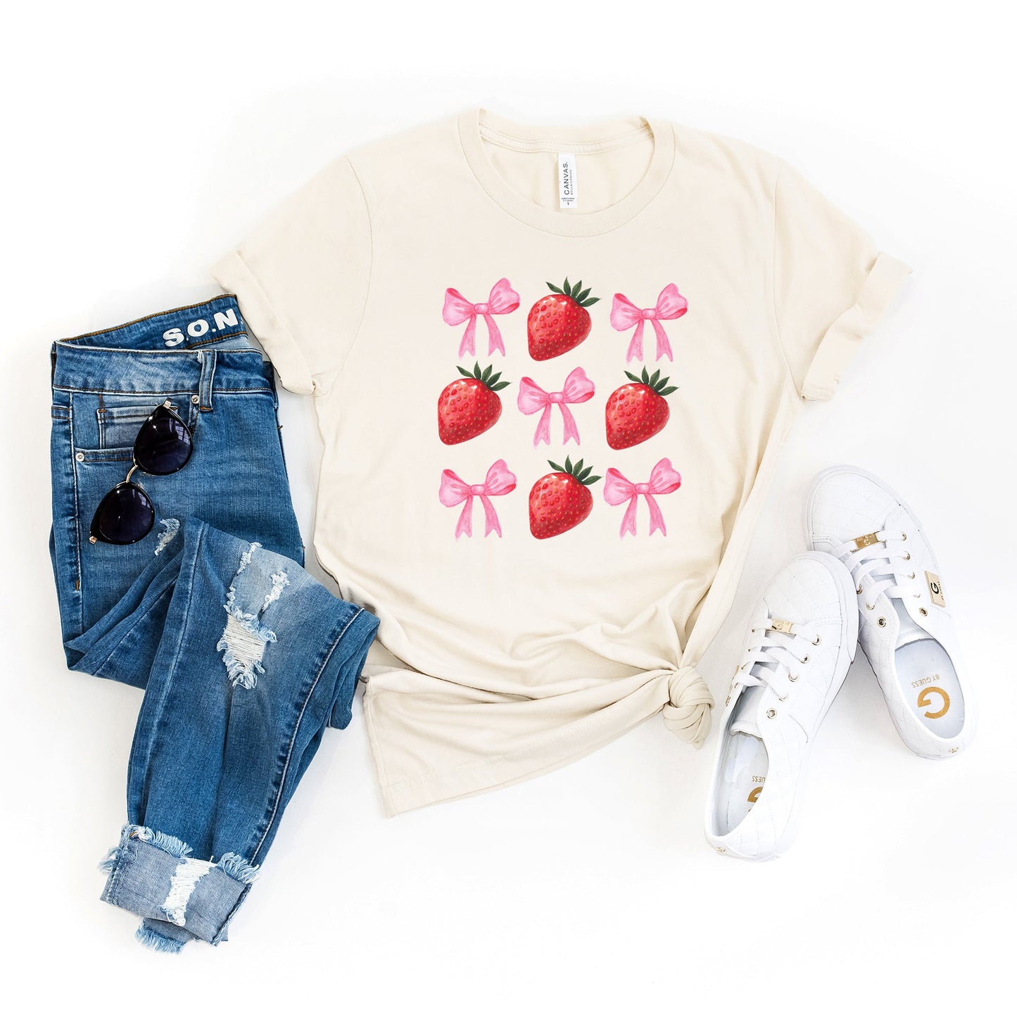 Strawberry Coquette Bow Chart | Short Sleeve Graphic Tee