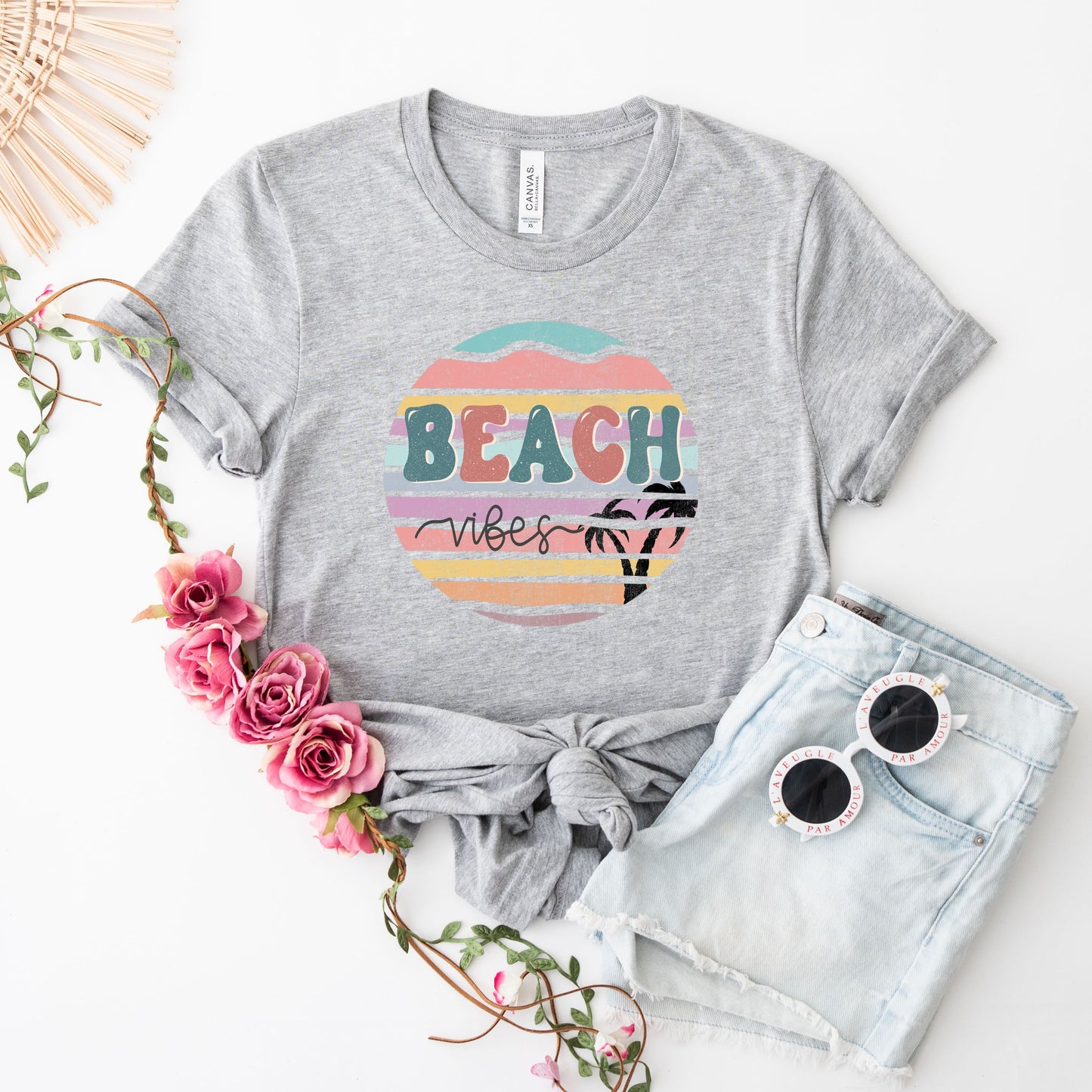 Beach Vibes Stripes | Short Sleeve Graphic Tee