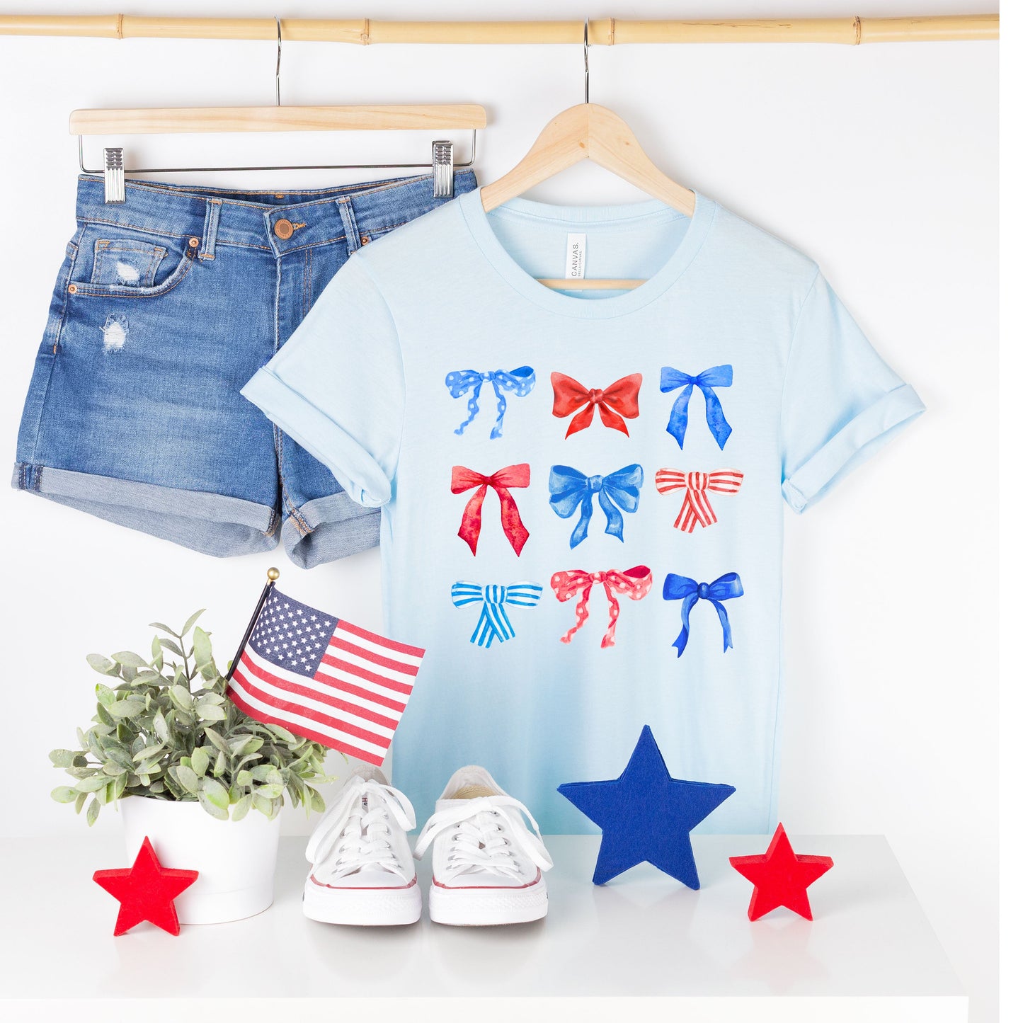 Patriotic Coquette Bow Chart | Short Sleeve Graphic Tee