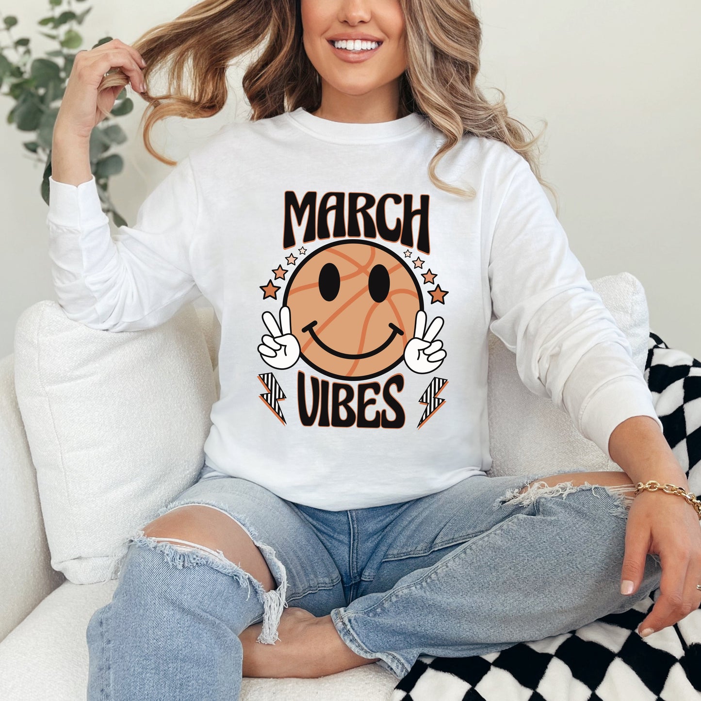 March Vibes Basketball | Garment Dyed Long Sleeve