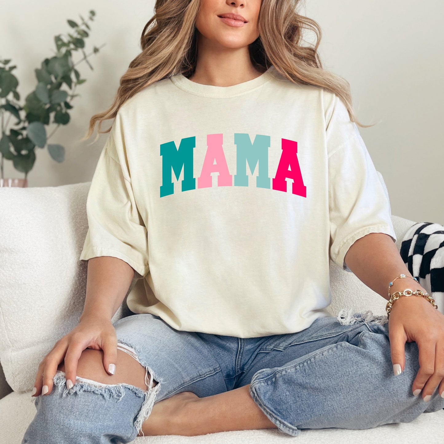 Bright Mama Block | Garment Dyed Short Sleeve Tee