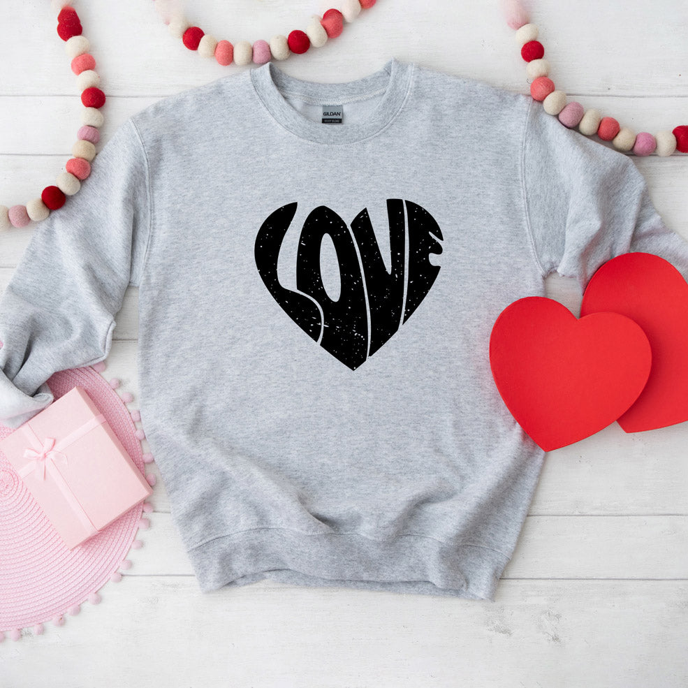 Love Heart Distressed | Sweatshirt