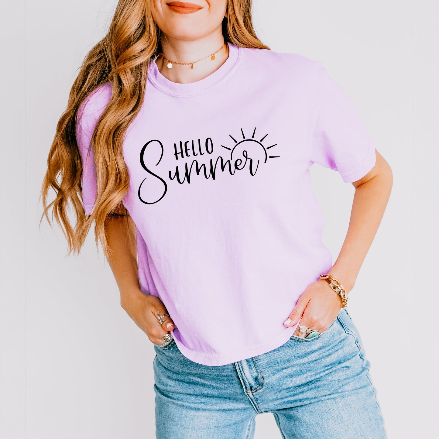 Hello Summer Sun | Relaxed Fit Cropped Tee
