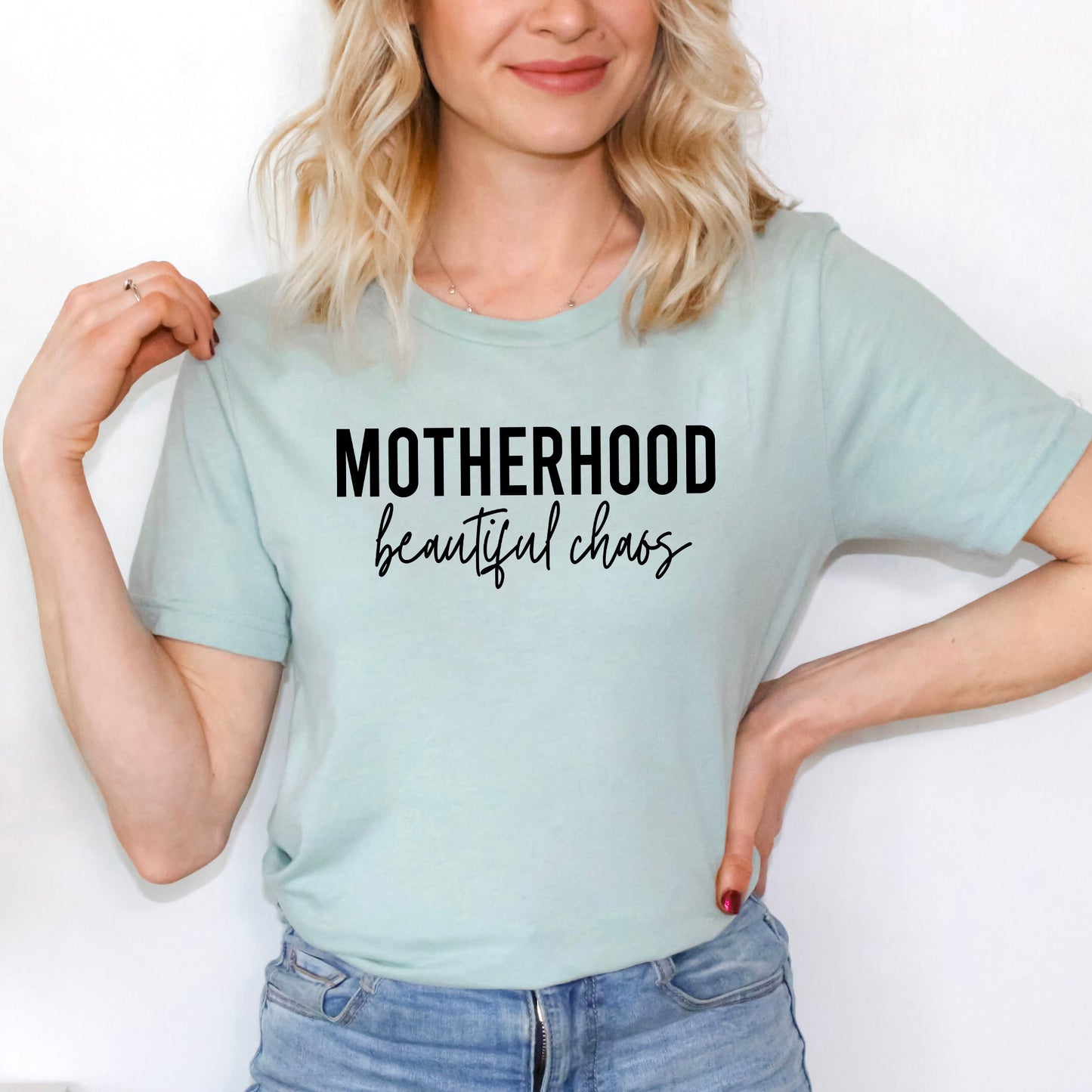 Motherhood Beautiful Chaos | Short Sleeve Crew Neck