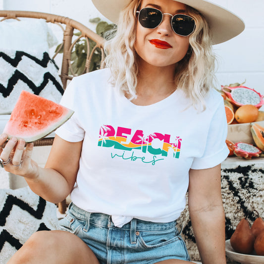 Beach Vibes Colorful Palm Trees | Short Sleeve Graphic Tee