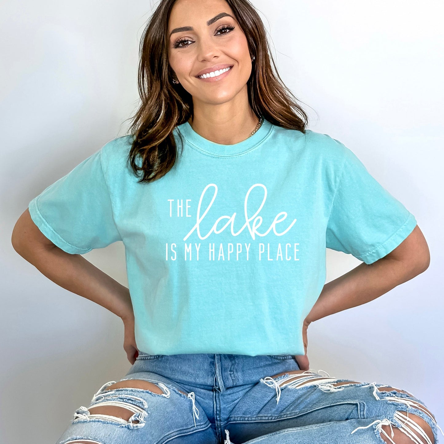 The Lake Is My Happy Place | Garment Dyed Short Sleeve Tee