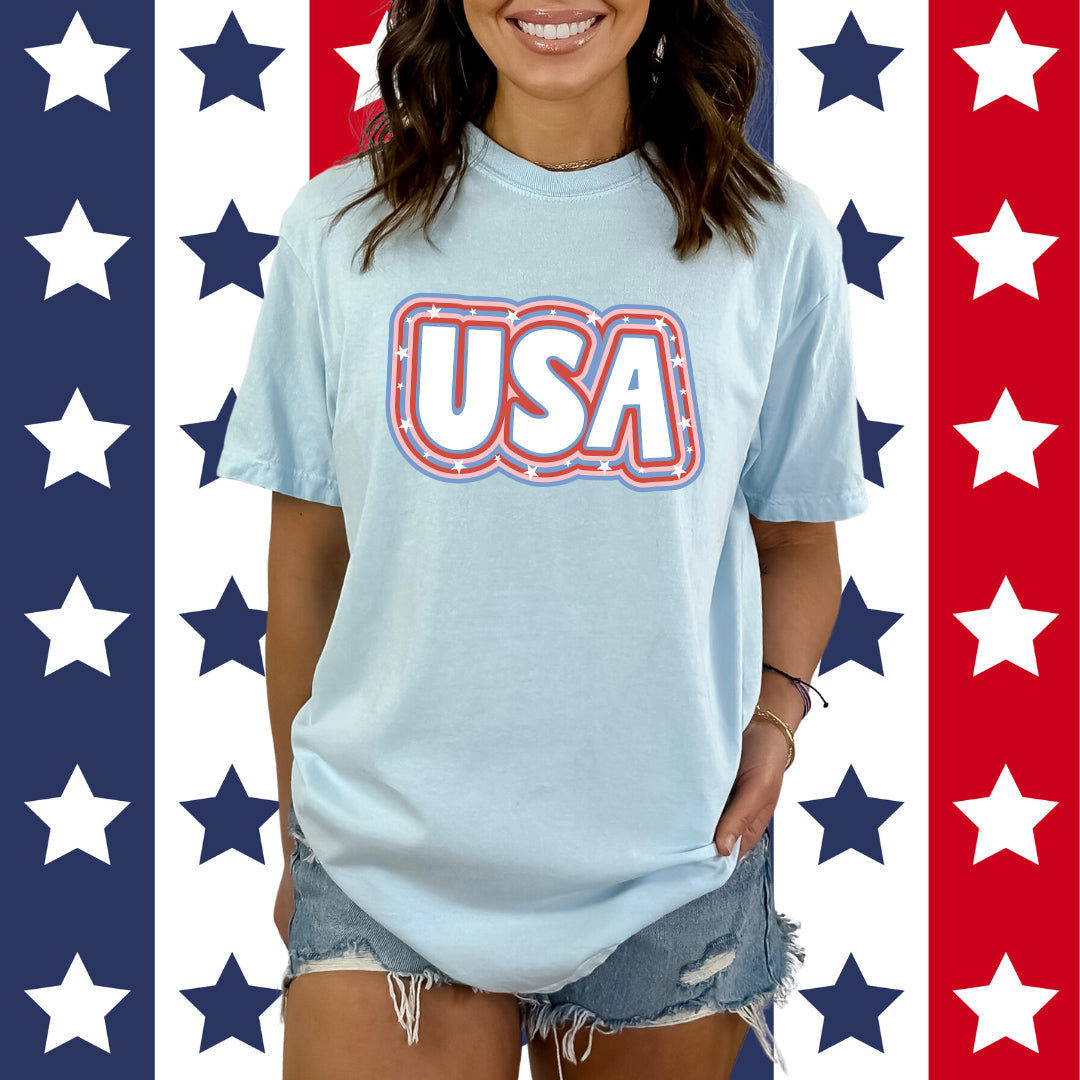 USA Outline | Garment Dyed Short Sleeve Tee