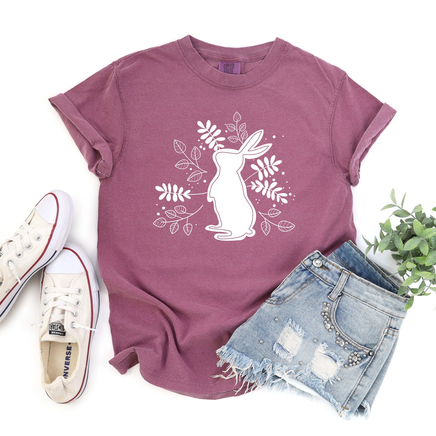 Floral Bunny | Garment Dyed Short Sleeve Tee