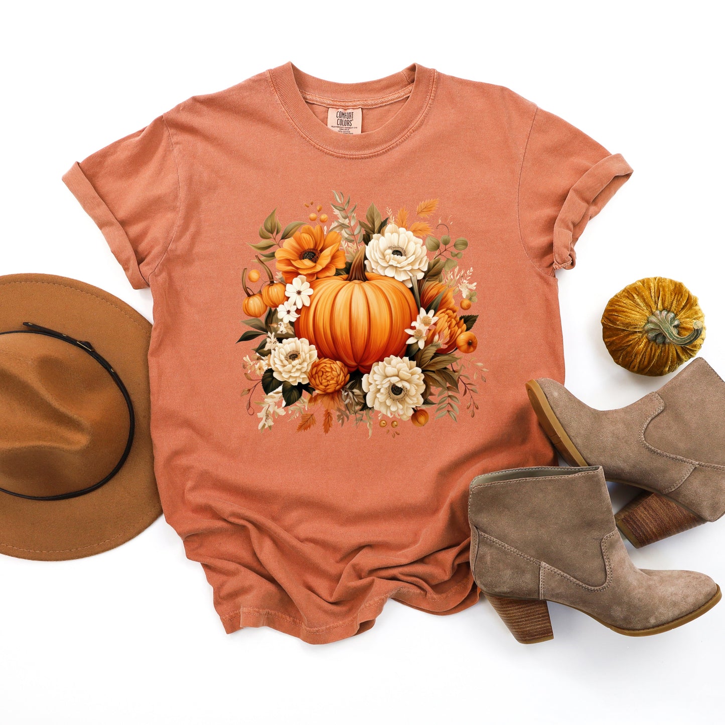 Pumpkin Floral Arrangement | Garment Dyed Tee